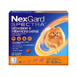 Nexgard Spectra PP (Cães Pequenos de 2 a 3,5 Kg), Elimina Pulga, Carrapato, Vermífugo, Ação Rápida, 30 Dias Duração - 1 Comp.