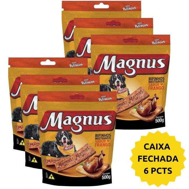 Petisco Cães Adultos Bifinho Magnus Frango - Caixa Fechada - 6 x 500G