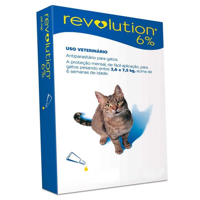 Antipulgas Revolution Zoetis Gatos de 2,6 a 7kg  - 6% - 0,75ml