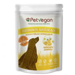 Bifinho Vegano para Cães PetVegan Maracujá e Camomila 60g, Natural, Petisco