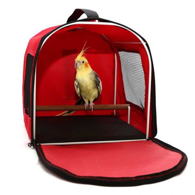 Bolsa Transporte De Calopsita e Pequenos Pássaros - Vermelha