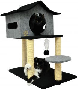 Arranhador Gatos Casa de Cuco Preto e Cinza (78 x 60 x 85 cm) São Pet