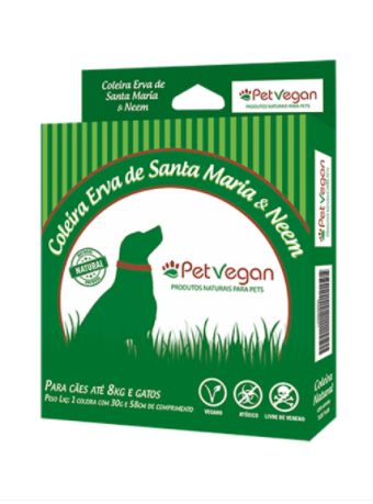 Coleira Antipulgas Erva de Sta Maria PetVegan - p/ Cães e gatos de até 8kg