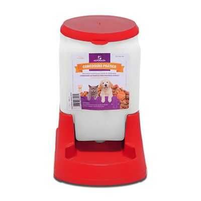 Comedouro Automático Prático Cães e Gatos Vermelho