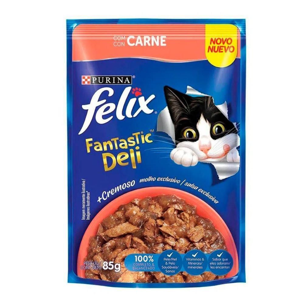 Ração Úmida para Gatos Adultos Felix Fantastic Deli Carne 85g