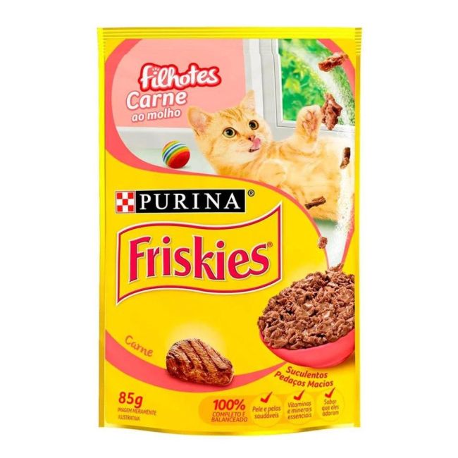 Ração Úmida friskies para Gatos Filhotes Carne ao molho 85g