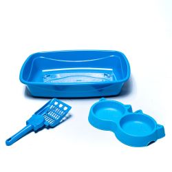 Kit Higiênico Gatos Luxo 3 Peças Azul