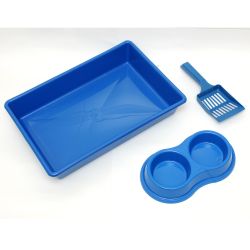 Kit Higiênico Para Gato - Bandeja + Pá + Comedouro