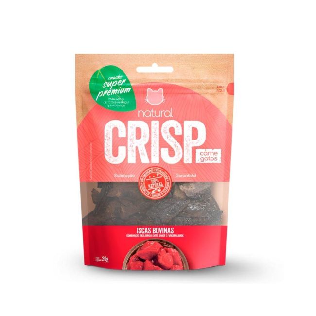 Natural Crisp Petisco Desidratado Iscas Bovinas 20g - p/ Gatos