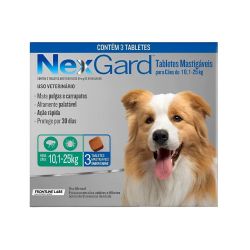 NexGard 10,1kg a 25kg - 3 comprimidos - Carrapatos e Antipulgas