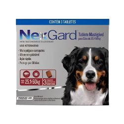 NexGard 25,1kg a 50kg - 3 comprimidos - Carrapatos e Antipulgas