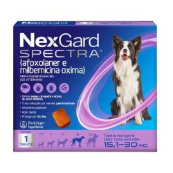 Nexgard Spectra G (Cães de 15,1 a 30 Kg), Elimina Pulga, Carrapato, Vermífugo, Ação Rápida, 30 Dias Duração - 1 Comp.