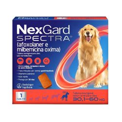 Nexgard Spectra GG (Cães Grande Porte de 30,1 a 60 Kg), Elimina Pulga, Carrapato, Vermífugo, Ação Rápida, 30 Dias Duração - 1 Comp.