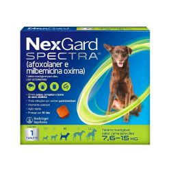 Nexgard Spectra M (Cães de 7,6 a 15 Kg), Elimina Pulga, Carrapato, Vermífugo, Ação Rápida, 30 Dias Duração - 1 Comp.