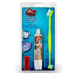 Pasta de Dente e Escova + Dedeira para Cachorros (Kit) - Pasta Sabor Chocolate