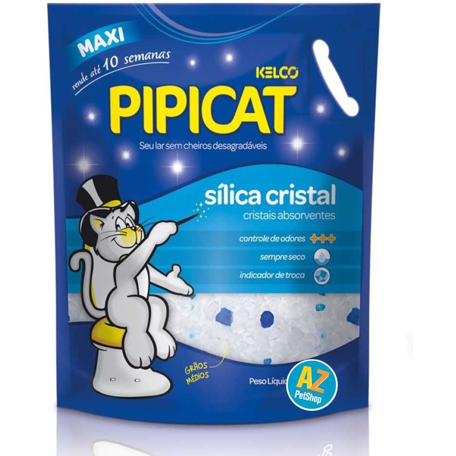 Areia Higiênica Pipicat Sílica Gatos 1,6kg