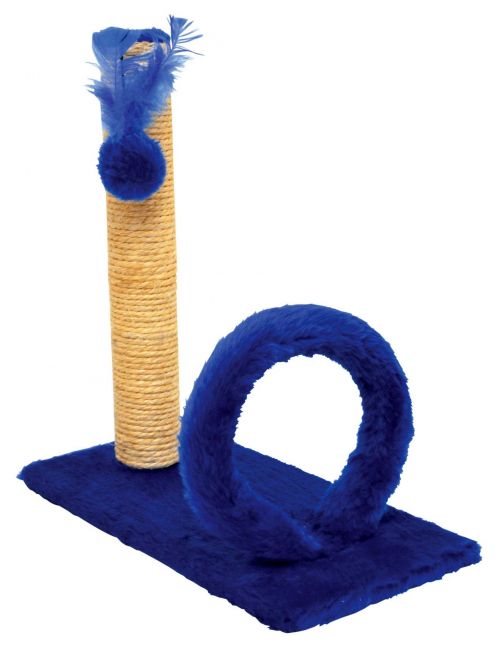 Arranhador Gatos São Pet Poste Base Retangular com Argola (44cm) Azul