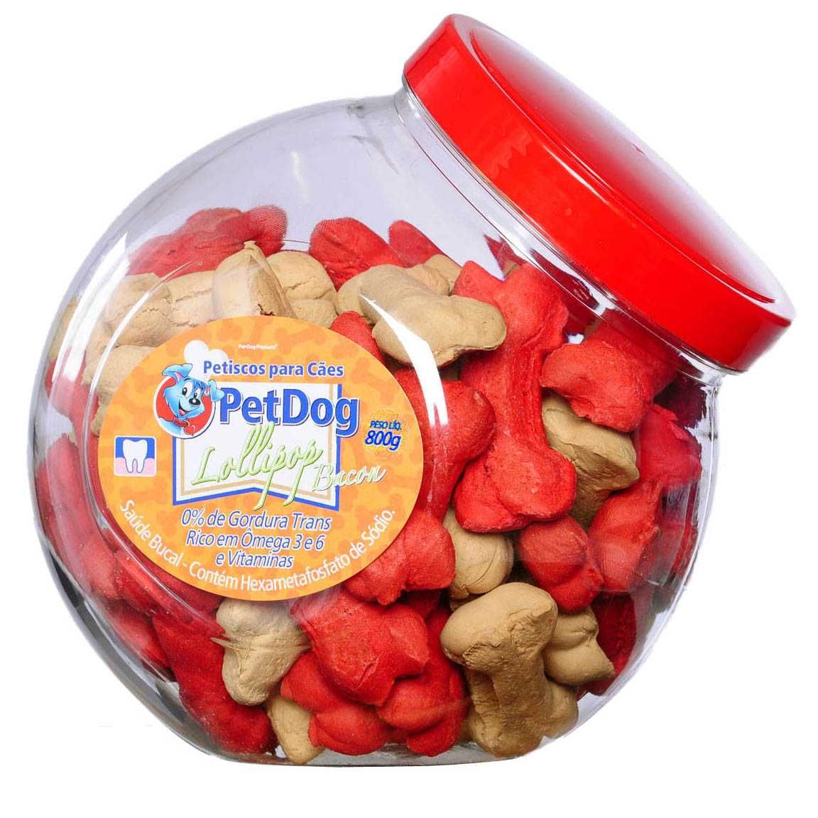 Pote Biscoito Crock Pet Lollipop Bacon para Cachorro - 800g