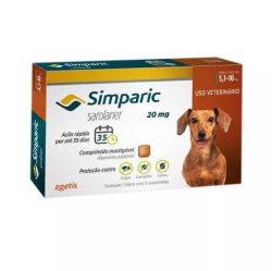 Simparic 20mg Cães de 5,1kg até 10kg Antipulgas e Carrapatos (3 unidades)