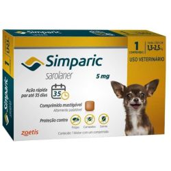 Simparic 5mg Cães de 1,3kg até 2,5kg Antipulgas e Carrapatos (3 unidades)