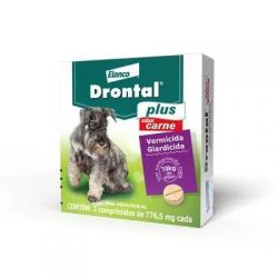 Vermífugo Drontal Plus Cães até 10kg Sabor Carne Bayer 2 Comprimidos